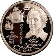 Portugal 200 Escudos New World. America 1992 Proof KM# 660c NOVO MUNDO AMERICA 1492 1992 coin reverse