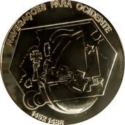 Portugal 200 Escudos 1991 Proof KM# 659c Republic NAVEGAÇÕES PARA OCIDENTE 1452 1486 coin reverse Portugal 200 Escudos 1991 Proof KM# 659c Republic NAVEGAÇÕES PARA OCIDENTE 1452 1486 coin reverse