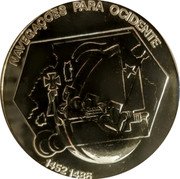 Portugal 200 Escudos 1991 Proof KM# 659d Republic NAVEGAÇÕES PARA OCIDENTE 1452 1486 coin reverse Portugal 200 Escudos 1991 Proof KM# 659d Republic NAVEGAÇÕES PARA OCIDENTE 1452 1486 coin reverse
