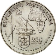 Portugal 200 Escudos Treaty of Tordesilhas 1994 KM# 671 REPUBLICA PORTUGUESA 200 ESCUDOS coin obverse Portugal 200 Escudos Treaty of Tordesilhas 1994 KM# 671 REPUBLICA PORTUGUESA 200 ESCUDOS coin obverse