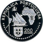 Portugal 200 Escudos Treaty of Tordesilhas 1994 KM# 671a 200 ESCUDOS REPUBLICA PORTUGUESA coin obverse Portugal 200 Escudos Treaty of Tordesilhas 1994 KM# 671a 200 ESCUDOS REPUBLICA PORTUGUESA coin obverse