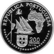 Portugal 200 Escudos Treaty of Tordesilhas 1994 Proof KM# 671c REPUBLICA PORTUGUESA 200 ESCUDOS PD 1 OZ. coin obverse Portugal 200 Escudos Treaty of Tordesilhas 1994 Proof KM# 671c REPUBLICA PORTUGUESA 200 ESCUDOS PD 1 OZ. coin obverse