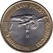 Portugal 200 Escudos XXVI Olympic Games Atlanta 1996 INCM KM# 687 XXVI JOGOS OLIMPICOS 1896 ATLANTA 1996 coin reverse Portugal 200 Escudos XXVI Olympic Games Atlanta 1996 INCM KM# 687 XXVI JOGOS OLIMPICOS 1896 ATLANTA 1996 coin reverse