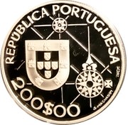Portugal 200$00 New World - America 1992 KM# 660a REPÚBLICA PORTUGUESA 200$00 S.MACHADO INCM coin obverse Portugal 200$00 New World - America 1992 KM# 660a REPÚBLICA PORTUGUESA 200$00 S.MACHADO INCM coin obverse