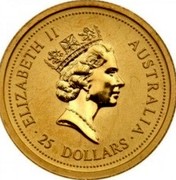 Australia 25 Dollars Australian Nugget 1998 In Sets only 25 DOLLARS AUSTRALIA / ELIZABETH II coin obverse Australia 25 Dollars Australian Nugget 1998 In Sets only 25 DOLLARS AUSTRALIA / ELIZABETH II coin obverse