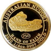 Australia 25 Dollars Hand of Faith 2020 P Proof AUSTRALIAN NUGGET 250 HAND OF FAITH P 2020 1/4 OZ 9999 GOLD coin reverse Australia 25 Dollars Hand of Faith 2020 P Proof AUSTRALIAN NUGGET 250 HAND OF FAITH P 2020 1/4 OZ 9999 GOLD coin reverse
