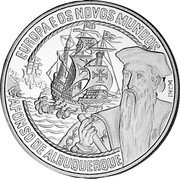 Portugal 25 ECU Albuquerque 1998 X# 62 EUROPA E OS NOVOS MUNDOS AFONSO DE ALBUQUERQUE coin reverse Portugal 25 ECU Albuquerque 1998 X# 62 EUROPA E OS NOVOS MUNDOS AFONSO DE ALBUQUERQUE coin reverse