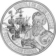 Portugal 25 ECU Cabral 1996 X# 53 EUROPA E OS NOVOS MUNDOS PEDRO ALVARES CABRAL coin reverse Portugal 25 ECU Cabral 1996 X# 53 EUROPA E OS NOVOS MUNDOS PEDRO ALVARES CABRAL coin reverse