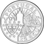 Portugal 25 ECU Magalhaes 1997 X# 58 PORTUGAL 25 ECU 1997 coin obverse Portugal 25 ECU Magalhaes 1997 X# 58 PORTUGAL 25 ECU 1997 coin obverse