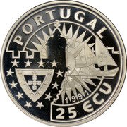 Portugal 25 ECU Prince Henry the Navigator 1991 X# 22 PORTUGAL 25 ECU 1991 coin obverse Portugal 25 ECU Prince Henry the Navigator 1991 X# 22 PORTUGAL 25 ECU 1991 coin obverse
