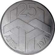 Portugal 250 Escudos 25 April 1974 Revolution 1976 KM# 604 25 ABRIL 1974 coin reverse Portugal 250 Escudos 25 April 1974 Revolution 1976 KM# 604 25 ABRIL 1974 coin reverse