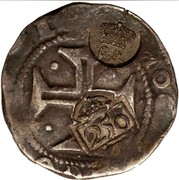 Portugal 300 Reis Countermark over 1/2 Cruzado -Joao IV Portugal ND (1887)   coin obverse Portugal 300 Reis Countermark over 1/2 Cruzado -Joao IV Portugal ND (1887)   coin obverse