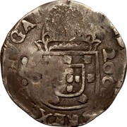 Portugal 300 Reis Countermark over 1/2 Cruzado -Joao IV Portugal ND (1887)   coin reverse Portugal 300 Reis Countermark over 1/2 Cruzado -Joao IV Portugal ND (1887)   coin reverse