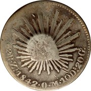 Portugal 300 Reis Countermarked over 2 Reales Mexico ND (1887)   coin reverse Portugal 300 Reis Countermarked over 2 Reales Mexico ND (1887)   coin reverse