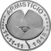 Portugal 5 Euro 100 Years of the Armistice 2018 INCM Proof ARMISTÍCIO 11 11 11 1918 coin reverse