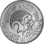 Portugal 5 Euro 45th Annyversary of the Carnation Revolution 2019 INCM 1974 45 ANOS 2019 25 DE ABRIL LIBERDADE DEMOCRACIA coin reverse