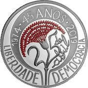 Portugal 5 Euro 45th Annyversary of the Carnation Revolution 2019 INCM Proof 1974 45 ANOS 2019 25 DE ABRIL LIBERDADE DEMOCRACIA coin reverse