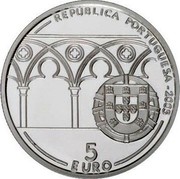 Portugal 5 Euro 800th Anniversary of the Birth of Pope John XXI 2005 INCM Proof KM# 762a REPÚBLICA PORTUGUESA 2005 5 EURO coin obverse