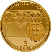 Portugal 5 Euro 800th Anniversary of the Birth of Pope John XXI 2005 INCM Proof KM# 762b REPÚBLICA PORTUGUESA 2005 5 EURO coin obverse Portugal 5 Euro 800th Anniversary of the Birth of Pope John XXI 2005 INCM Proof KM# 762b REPÚBLICA PORTUGUESA 2005 5 EURO coin obverse