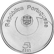 Portugal 5 Euro European Year of Equal Opportunities 2007 INCM KM# 781 REPÚBLICA PORTUGUESA 5 EURO 2007 coin obverse
