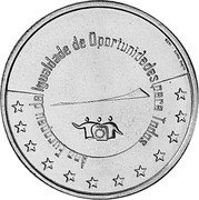 Portugal 5 Euro European Year of Equal Opportunities 2007 INCM KM# 781 ANO EUROPEU DA IGUALDADE DE OPORTUNIDADES PARA TODOS ALÍPIO PINTO INCM coin reverse