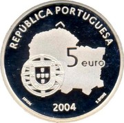 Portugal 5 Euro Historic City of Evora 2004 INCM KM# 755 REPÚBLICA PORTUGUESA 5 EURO INCM 2004 E.BYRNE coin obverse Portugal 5 Euro Historic City of Evora 2004 INCM KM# 755 REPÚBLICA PORTUGUESA 5 EURO INCM 2004 E.BYRNE coin obverse