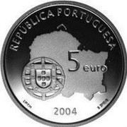 Portugal 5 Euro Historic City of Evora 2004 INCM Proof KM# 755a REPÚBLICA PORTUGUESA 5 EURO INCM 2004 E.BYRNE coin obverse Portugal 5 Euro Historic City of Evora 2004 INCM Proof KM# 755a REPÚBLICA PORTUGUESA 5 EURO INCM 2004 E.BYRNE coin obverse