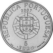 Portugal 5 Euro National Forest Reserve in Madeira Nature Park 2007 INCM KM# 782 REPÚBLICA PORTUGUESA 2007 INCM 5 EURO RICARDO VELOZA coin obverse Portugal 5 Euro National Forest Reserve in Madeira Nature Park 2007 INCM KM# 782 REPÚBLICA PORTUGUESA 2007 INCM 5 EURO RICARDO VELOZA coin obverse