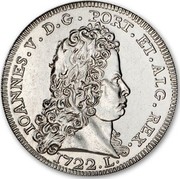 Portugal 5 Euro Numismatic Treasurers - Joao V 2012 L KM# 817 IOANNES V D G PORT ET ALG REX 1722 L coin obverse Portugal 5 Euro Numismatic Treasurers - Joao V 2012 L KM# 817 IOANNES V D G PORT ET ALG REX 1722 L coin obverse