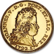 Portugal 5 Euro Numismatic Treasurers - Joao V 2012 Proof KM# 817a IOANNES V D G PORT ET ALG REX 1722 L coin obverse