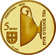 Portugal 5 Euro Queens of Europe - Catarina de Braganca 2016 INCM Proof KM# 871b PORTUGAL - 2016 5 EURO FIVE O'CLOCK TEA J.V.INCM coin obverse Portugal 5 Euro Queens of Europe - Catarina de Braganca 2016 INCM Proof KM# 871b PORTUGAL - 2016 5 EURO FIVE O'CLOCK TEA J.V.INCM coin obverse