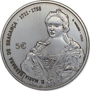 Portugal 5 Euro Queens of Europe - D. Maria Barbara 2017 INCM KM# 876 D. MARIA BÁRBARA DE BRAGANÇA 1711 1758 5 € R. VASQUEZ INCM coin obverse Portugal 5 Euro Queens of Europe - D. Maria Barbara 2017 INCM KM# 876 D. MARIA BÁRBARA DE BRAGANÇA 1711 1758 5 € R. VASQUEZ INCM coin obverse