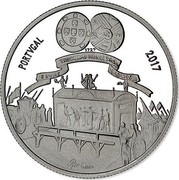 Portugal 5 Euro Queens of Europe - D. Maria Barbara 2017 INCM Proof KM# 876a PORTVGAL 2017 1727 ELVAS TROCAS DAS PRINCESAS BADAJOZ RIO GAIA coin reverse