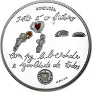 Portugal 5 Euro The Youth and the Future 2017 INCM Proof PORTUGAL ISTO E O FUTURO COM PAZ, LIBERDADE E IGUALDADE DE TODOS coin obverse