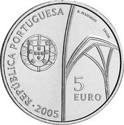 Portugal 5 Euro World Heritage - Monastery of Batalha 2005 KM# 761 REPÚBLICA PORTUGUESA A.MARINHO INCM 5 EURO 2005 coin obverse Portugal 5 Euro World Heritage - Monastery of Batalha 2005 KM# 761 REPÚBLICA PORTUGUESA A.MARINHO INCM 5 EURO 2005 coin obverse