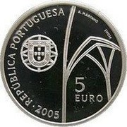 Portugal 5 Euro World Heritage - Monastery of Batalha 2005 Proof KM# 761a REPUBLICA PORTUGUESA A.MARINHO INCM 5 EURO 2005 coin obverse