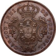 Portugal 5 Reis 1901 KM# 16 Portuguese Administration Provincial coinage CARLOS I REI DE PORTUGAL coin obverse Portugal 5 Reis 1901 KM# 16 Portuguese Administration Provincial coinage CARLOS I REI DE PORTUGAL coin obverse
