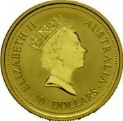 Australia 50 Dollars Whiptail Wallaby 1994 In Sets only KM# 236 50 DOLLARS AUSTRALIA ELIZABETH II coin obverse Australia 50 Dollars Whiptail Wallaby 1994 In Sets only KM# 236 50 DOLLARS AUSTRALIA ELIZABETH II coin obverse