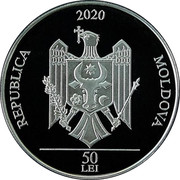 Moldova 50 Lei 80th Anniversary of the Birth of Paul Bran 2020  Proof REPUBLICA 2020 MOLDOVA 50 LEI coin obverse Moldova 50 Lei 80th Anniversary of the Birth of Paul Bran 2020  Proof REPUBLICA 2020 MOLDOVA 50 LEI coin obverse
