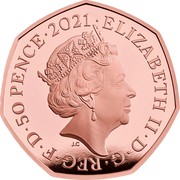UK 50 Pence 50th Anniversary of Decimal Day. Strike on the Day 2021 Proof ELIZABETH II D G REG F D 50 PENCE 2021 J.C coin obverse UK 50 Pence 50th Anniversary of Decimal Day. Strike on the Day 2021 Proof ELIZABETH II D G REG F D 50 PENCE 2021 J.C coin obverse