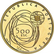 Portugal 500 Escudos European Culture Capital 2001 INCM Proof KM# 733b REPUBLICA PORTUGUESA 500 ESC INCM coin obverse Portugal 500 Escudos European Culture Capital 2001 INCM Proof KM# 733b REPUBLICA PORTUGUESA 500 ESC INCM coin obverse