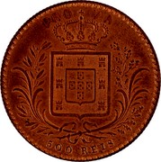 Portugal 500 Reis Luis I Pattern 1863  500 REIS coin reverse Portugal 500 Reis Luis I Pattern 1863  500 REIS coin reverse
