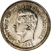 Portugal 5000 Reis Luiz I Pattern 1866  KM# Pn149 LUDOVICUS I PORTUG ET ALGARB REX C. WIENER 1866 coin obverse Portugal 5000 Reis Luiz I Pattern 1866  KM# Pn149 LUDOVICUS I PORTUG ET ALGARB REX C. WIENER 1866 coin obverse