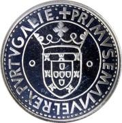 Portugal 750$00 XVII European Art Exhibition 1983 KM# 621 REX PVRTVGALIE PRIMVS EMAИVEL coin reverse