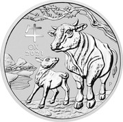 Australia 8 Dollars Year of the Ox 2021 P Proof 牛 OX 2021 P IJ coin reverse