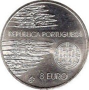 Portugal 8 Euro 60th Anniversary of the End of World War II 2005 INCM KM# 773 REPÚBLICA PORTUGUESA 8 EURO coin obverse Portugal 8 Euro 60th Anniversary of the End of World War II 2005 INCM KM# 773 REPÚBLICA PORTUGUESA 8 EURO coin obverse