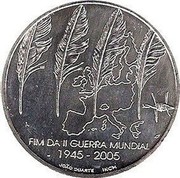 Portugal 8 Euro 60th Anniversary of the End of World War II 2005 INCM KM# 773 FIM DA II GUERRA MUNDIAL 1945 - 2005 JOÃO DUARTE INCM coin reverse Portugal 8 Euro 60th Anniversary of the End of World War II 2005 INCM KM# 773 FIM DA II GUERRA MUNDIAL 1945 - 2005 JOÃO DUARTE INCM coin reverse