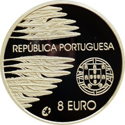 Portugal 8 Euro 60th Anniversary of the End of World War II 2005 INCM Proof KM# 773a REPÚBLICA PORTUGUESA 8 EURO coin obverse Portugal 8 Euro 60th Anniversary of the End of World War II 2005 INCM Proof KM# 773a REPÚBLICA PORTUGUESA 8 EURO coin obverse