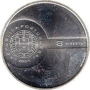 Portugal 8 Euro European Football Championship in Portugal - The Shot 2004 INCM KM# 757 REPUBLICA PORTUGUESA 2004 8 EURO JOSÉ SIMÃO INCM coin obverse Portugal 8 Euro European Football Championship in Portugal - The Shot 2004 INCM KM# 757 REPUBLICA PORTUGUESA 2004 8 EURO JOSÉ SIMÃO INCM coin obverse