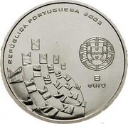 Portugal 8 Euro Values of Football - Celebration 2003 INCM KM# 750 2003 8 EURO REPÚBLICA PORTUGUESA coin obverse Portugal 8 Euro Values of Football - Celebration 2003 INCM KM# 750 2003 8 EURO REPÚBLICA PORTUGUESA coin obverse